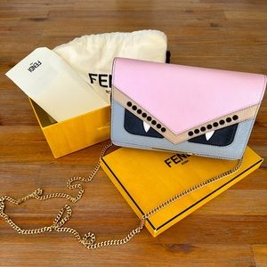 FENDI Monster Bag on Gold Chain. Very good condition! Dust bag, box and cards